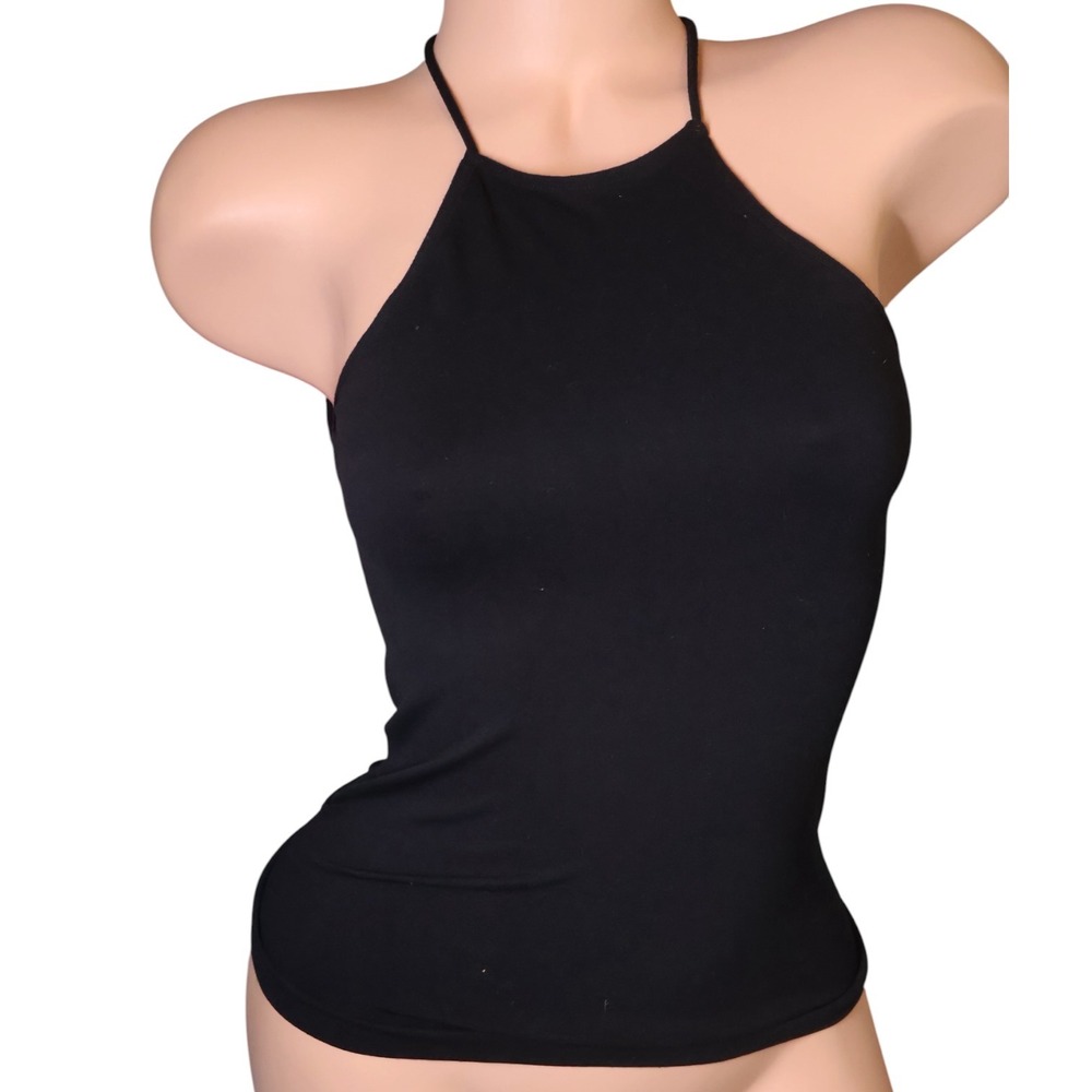 Free People Intimately Still Here Halter Cami Black Open Back Tank XS/S NWOT